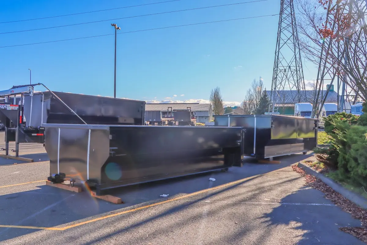 Roll-off dumpster ready for waste disposal at job site for 2 Yard Dumpster Rental in East Chicago